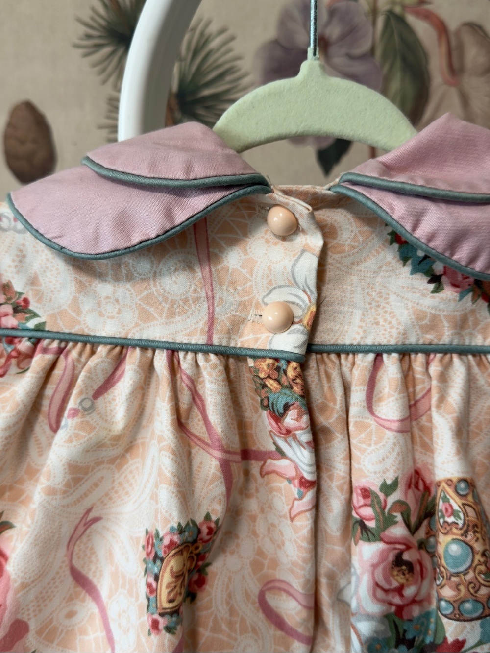 Vintage Sarah Kent 2T Pink Cherub Floral Peter Pan Collar Bubble Dress USA - Picture 7 of 13